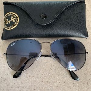 Ray-Ban Aviator Gunmetal Grey/ Grey Lenses.